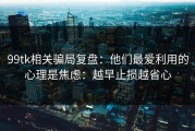 99tk相关骗局复盘：他们最爱利用的心理是焦虑：越早止损越省心
